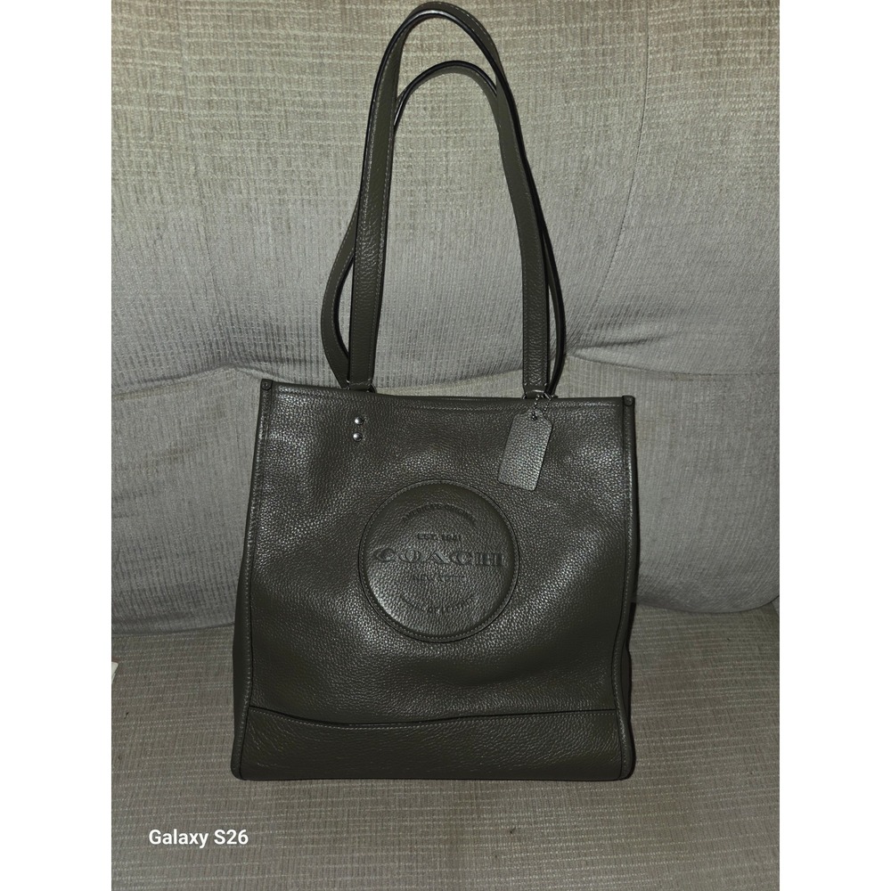 14. Coach Dempsey Tote 22 Olive Green Pebbled Leather Handbag C3078